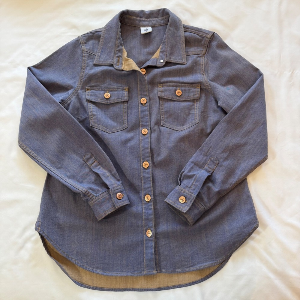 Denim Button Down Shirt Cabi Workshop Jacket 4299 Shacket Utility Western Medium